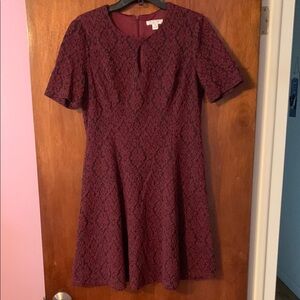 London Style Elegant Mini Dress in Rich Burgundy